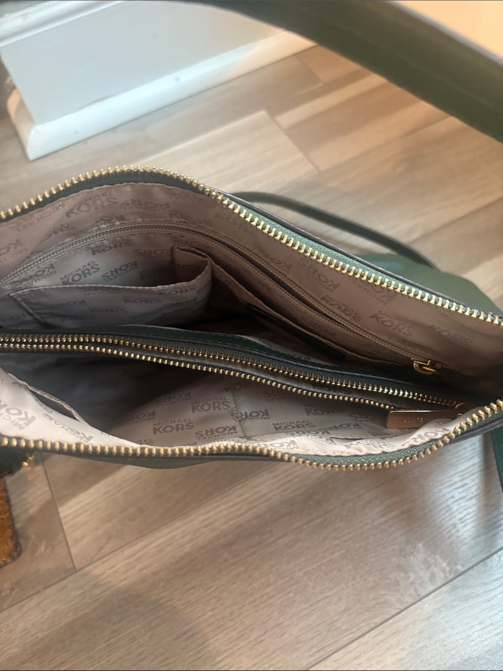 Michael Kors Forest Green Pebbled Leather Hobo Shoulder Bag - Picture 7 of 9